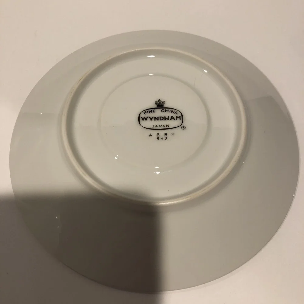 WYNDHAM Fine China Tea Cup &‎ Saucer Abby #640 Blue Flowers Platinum Trim